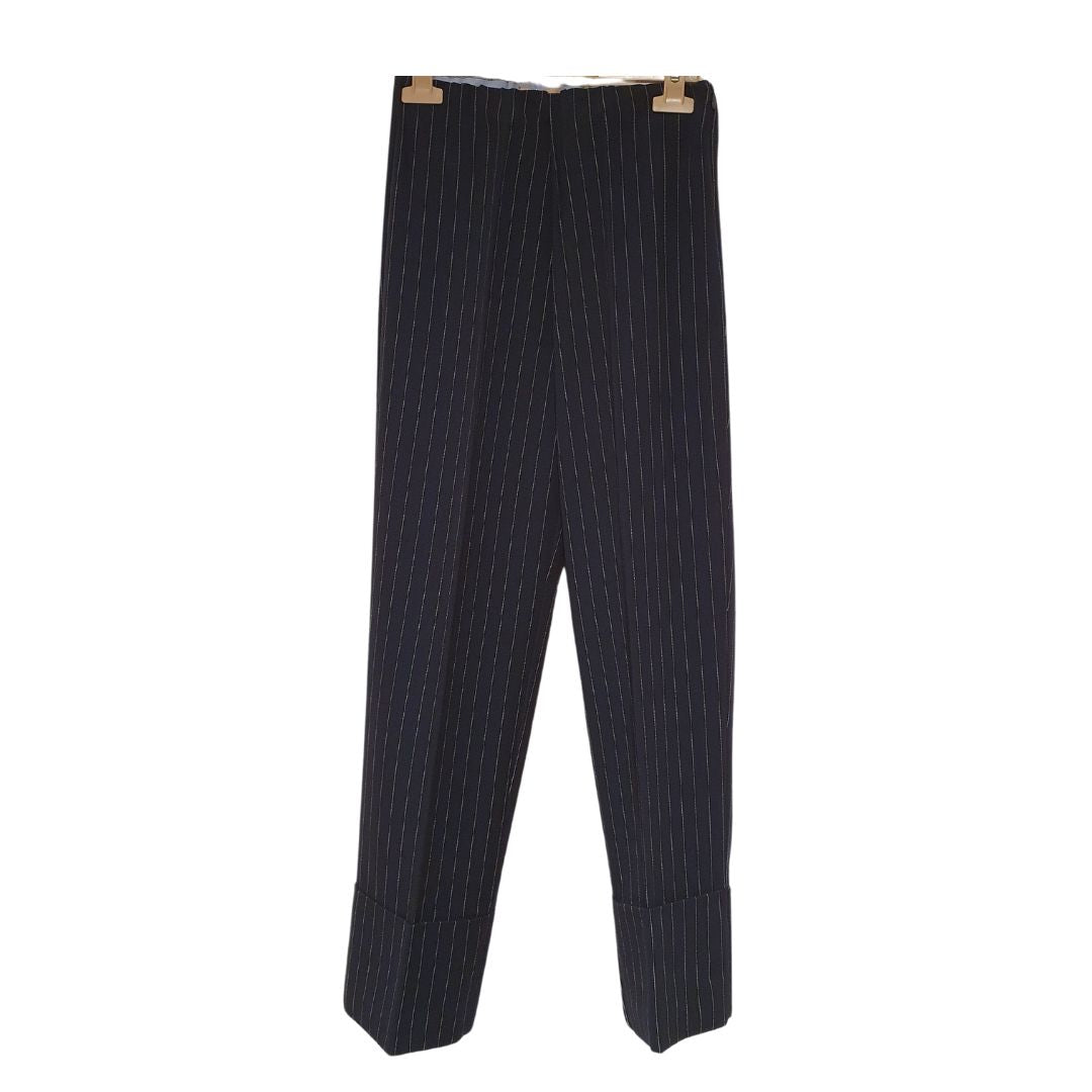 Pantalone gessato blu con risvolto H2o