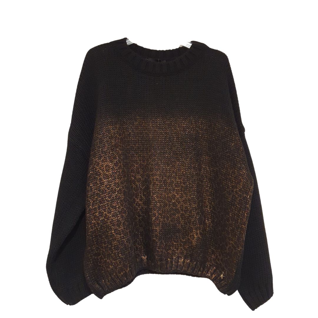 Pull nero girocollo stampa animalier Souvenir